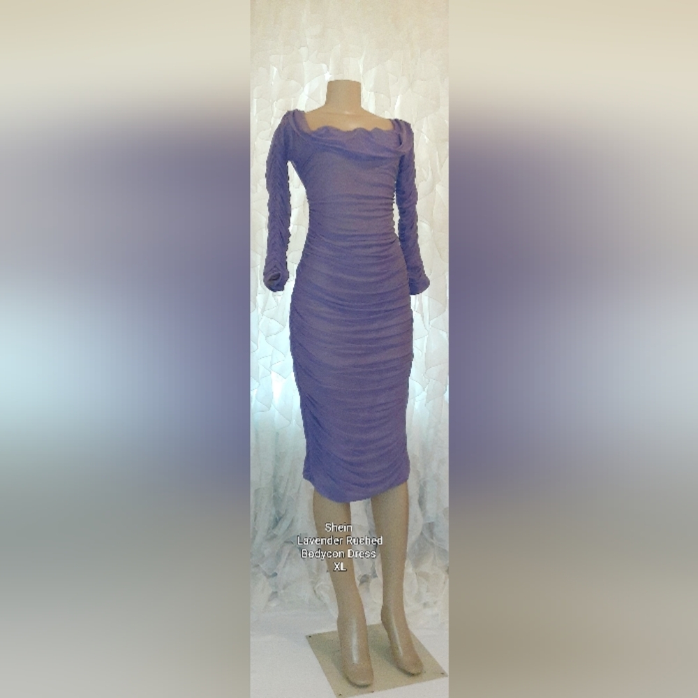 Lavender Ruched Bodycon Dress Shein XL